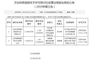 文化和旅游部擴大出境游經營主體，兩家旅行社獲準開展出境游業務